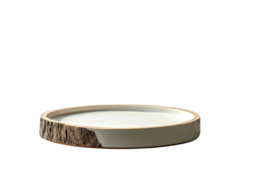 Elegant wooden serving tray rests on a rustic table near a window overlooking a mountain landscape during daylight