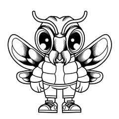 Mascot character design cartoon of Bee outline