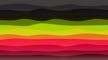 Black, green and pink coloured wave patterned background with a flowing design