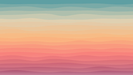 Blue, pink and orange coloured wave patterned background with a flowing design