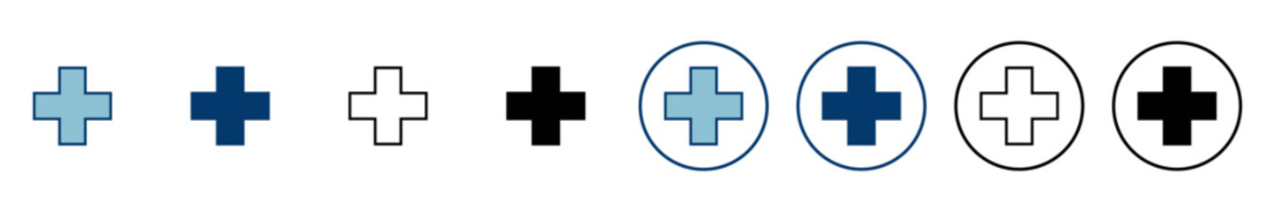 Obraz premium Plus Icon vector isolated on white background. Add plus icon. Addition sign. Medical Plus icon