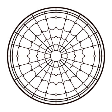 recommend clip art: Colouring page for adult. Church glass window. Catholic Christian circle frame.