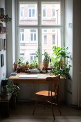 Obraz premium Cozy and Charming Indoor Garden Nook with Potted Plants