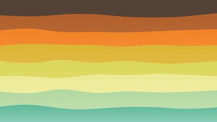 Brown, green and orange coloured wave patterned background with a flowing design