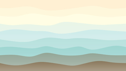 Brown, sky blue and cream coloured wave patterned background with a flowing design