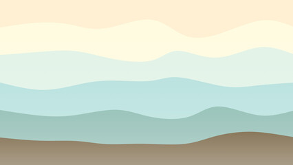 Brown, sky blue and cream coloured wave patterned background with a flowing design