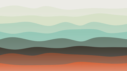 Cream, blue and brown coloured wave patterned background with a flowing design