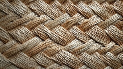 Close-Up of Interwoven Natural Fibers in a Decorative Pattern