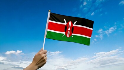 Naklejka premium generative ai. Hands holding kenya flag. Kenya flag for Independence Day