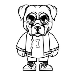 Mascot character design cartoon of rottweiler outline