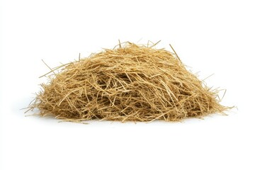 A pile of dry, golden hay isolated on white. Perfect for agriculture, farming, or rustic themes.