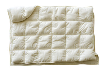 Soft and cozy white quilt arranged neatly on a simple background for a calm atmosphere