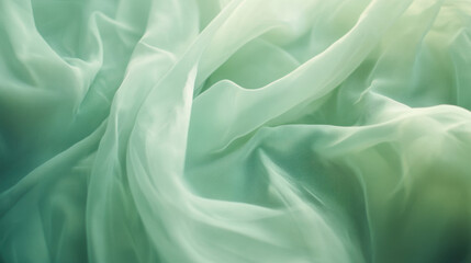 Obraz premium Soft light green fabric drapes elegantly, creating serene and calming atmosphere. delicate texture and flowing movement evoke sense of tranquility and grace