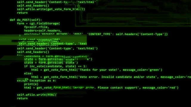 Green glitch code background