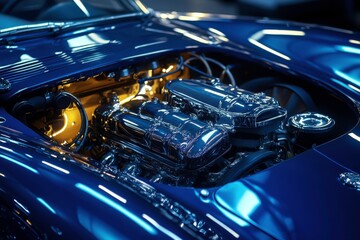 Obraz premium Stunning Engine Details Under a Car Hood