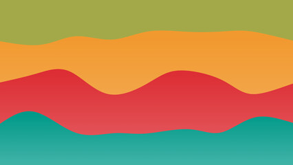 Red, green and blue coloured wave patterned background with a flowing design