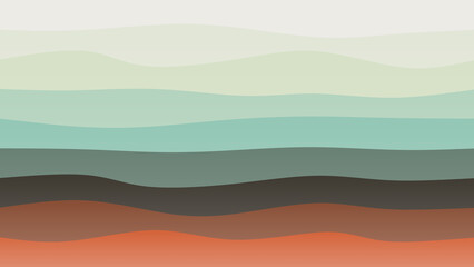 Red, green and skin coloured wave patterned background with a flowing design