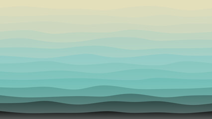 Sky blue and cream coloured wave patterned background with a flowing design