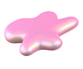 Iridescent Pink Abstract 3D Blob Shape