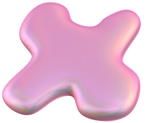 Iridescent Pink Abstract 3D Blob Shape