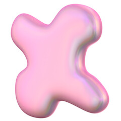 Iridescent Pink Abstract 3D Blob Shape