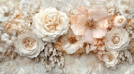 Delicate Dried Floral Arrangement In Cream Tones