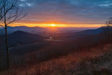 stunning sunset over mountain landscape