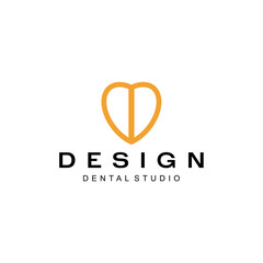 A creative logo featuring a yellow heart, perfect for dental studios focusing on medical care and compassion.