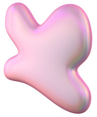 Iridescent Pink Abstract 3D Blob Shape