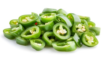 Chopped Green Chilli isolated in white background