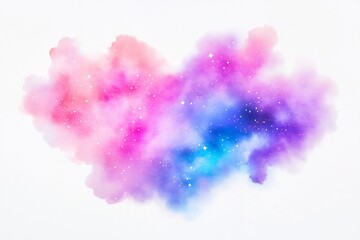 Fototapeta premium Dreamy Watercolor Galaxy Heart in Vivid Shades of Pink Purple and Blue with Scattered Star Details