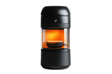 Innovative portable coffee maker features sleek design and captivating brewing process with warm glow