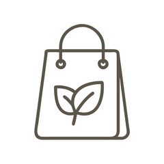 Eco shopping bag icon with leaves design for sustainable living concept