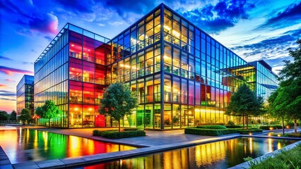 Fototapeta premium Eco-Friendly Office Building - Modern Architecture, Bright Glass