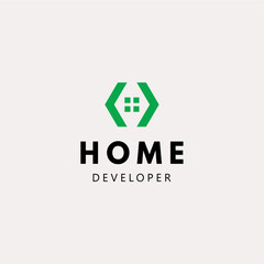 A sleek and professional logo for home developers, emphasizing innovation and quality in residential construction.