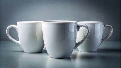 Empty Coffee Mugs Panoramic Gray Background Ambient Occlusion