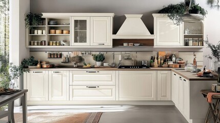 Fototapeta premium Cozy and Inviting Country-Style Kitchen with Natural Elements