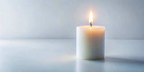Long Exposure White Candle Photography: ethereal glow, minimalist, white background, candlelight, flame, serenity, peaceful, still life