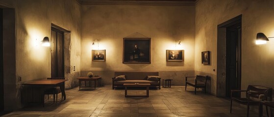 Cozy Lobby in Historic Building with Antique Furnishings