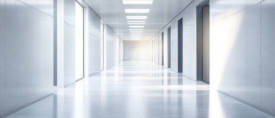 Bright Modern Corridor with Clean Lines and Gentle Light