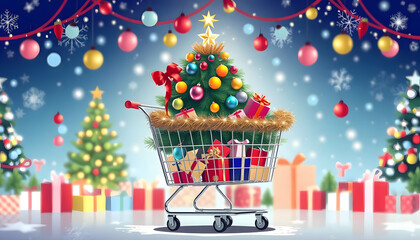 Festive Cheer: Elegant Christmas Banner with Gifts and Snowy Vibes