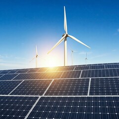 solar panels and turbines