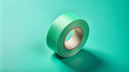 Mint Green Adhesive Tape on Turquoise Background - High Resolution Photo