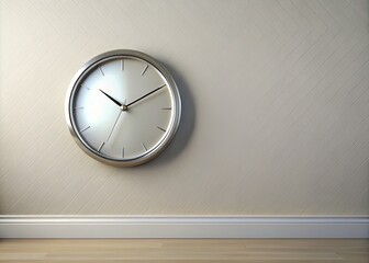 Minimalist Room Decor: Silver Clock Wall Art, Empty Space, Modern Interior Design, Stylish Home Accessories