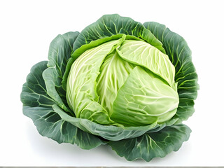 Fototapeta premium Head of fresh, organic cabbage isolated on white background, perfect for healthy salads and vegetarian dishes