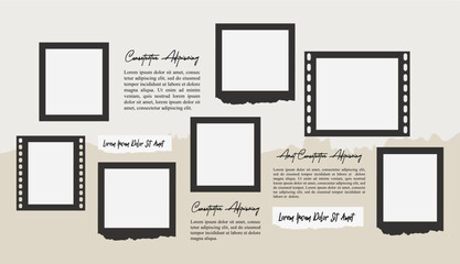 Pictures or photos frame collage layout abstract photo frames and digital photo wall template