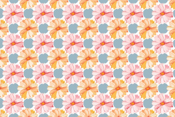 Watercolor Vibrant Flower Pattern Background with Artistic Floral Designs