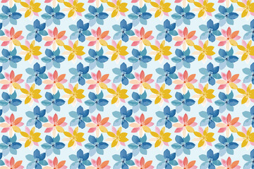 Watercolor Vibrant Flower Pattern Background with Artistic Floral Designs