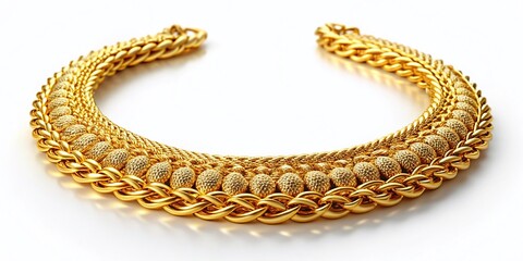 Fototapeta premium Vintage Gold Necklace Chain Isolated White Photorealistic AI Art
