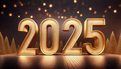 Happy New Year 2025 golden numbers on celebration background Complete with luxurious